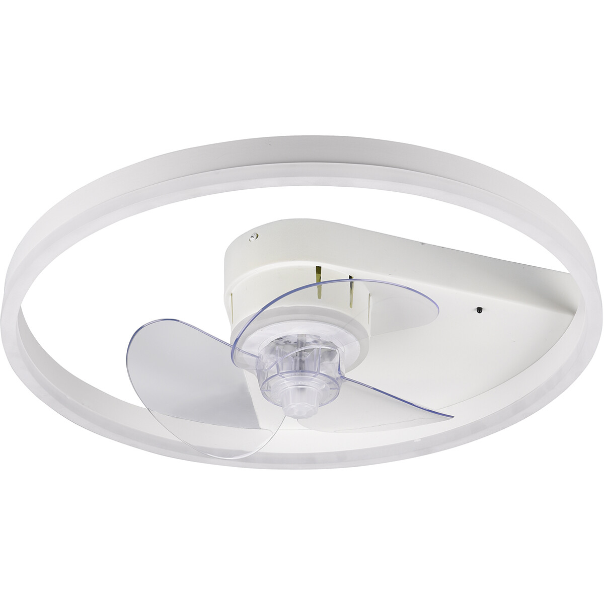 LED Plafondlamp met Ventilator - Plafondventilator - Trion Borkino - 30W - Aanpasbare Kleur - Afstandsbediening - Dimbaar - Rond - Mat Wit - Aluminium