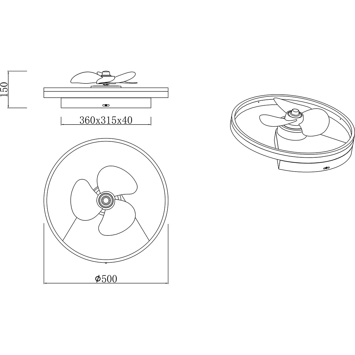 LED Plafondlamp met Ventilator - Plafondventilator - Trion Borkino - 30W - Aanpasbare Kleur - Afstandsbediening - Dimbaar - Rond - Mat Wit - Aluminium