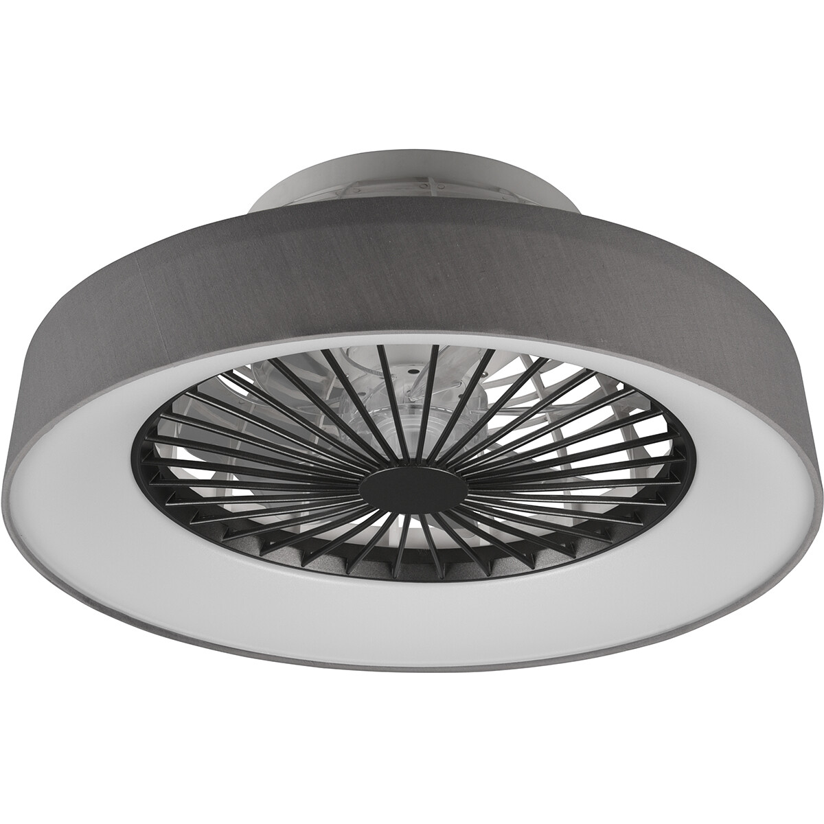 LED Plafondlamp met Ventilator - Plafondventilator - Trion Farali - 30W - Aanpasbare Kleur - Afstandsbediening - Dimbaar - Rond - Mat Grijs - Kunststof