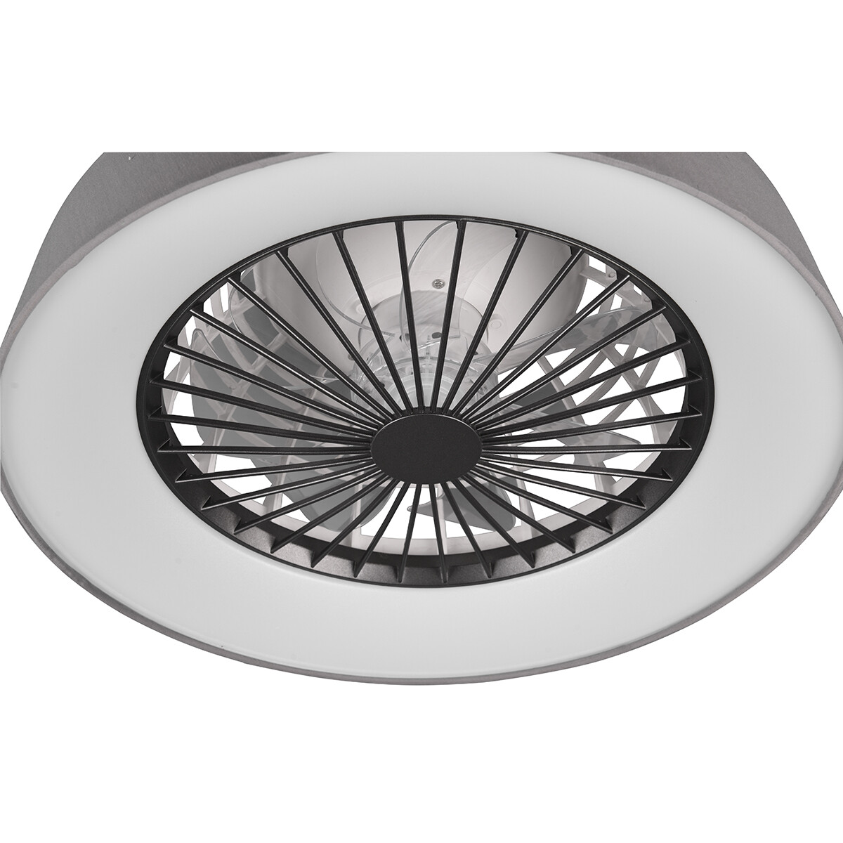 LED Plafondlamp met Ventilator - Plafondventilator - Trion Farali - 30W - Aanpasbare Kleur - Afstandsbediening - Dimbaar - Rond - Mat Grijs - Kunststof