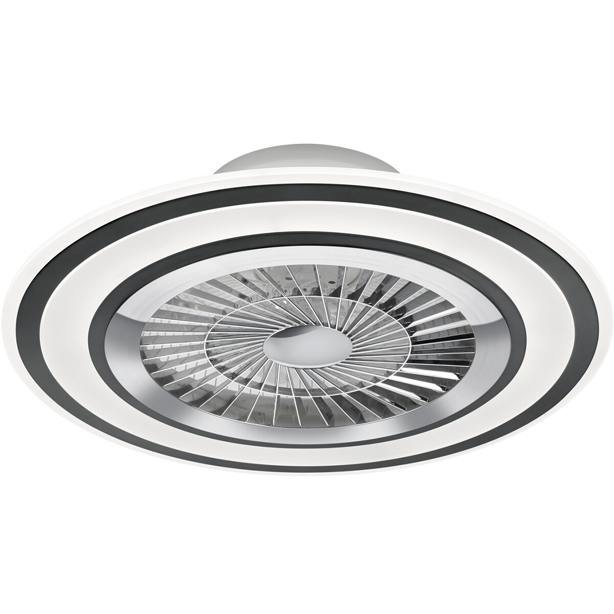 LED Plafondlamp met Ventilator - Plafondventilator - Trion Figon - 36W - Afstandsbediening - Aanpasbare Kleur - Dimbaar - Rond - Mat Zwart - Kunststof