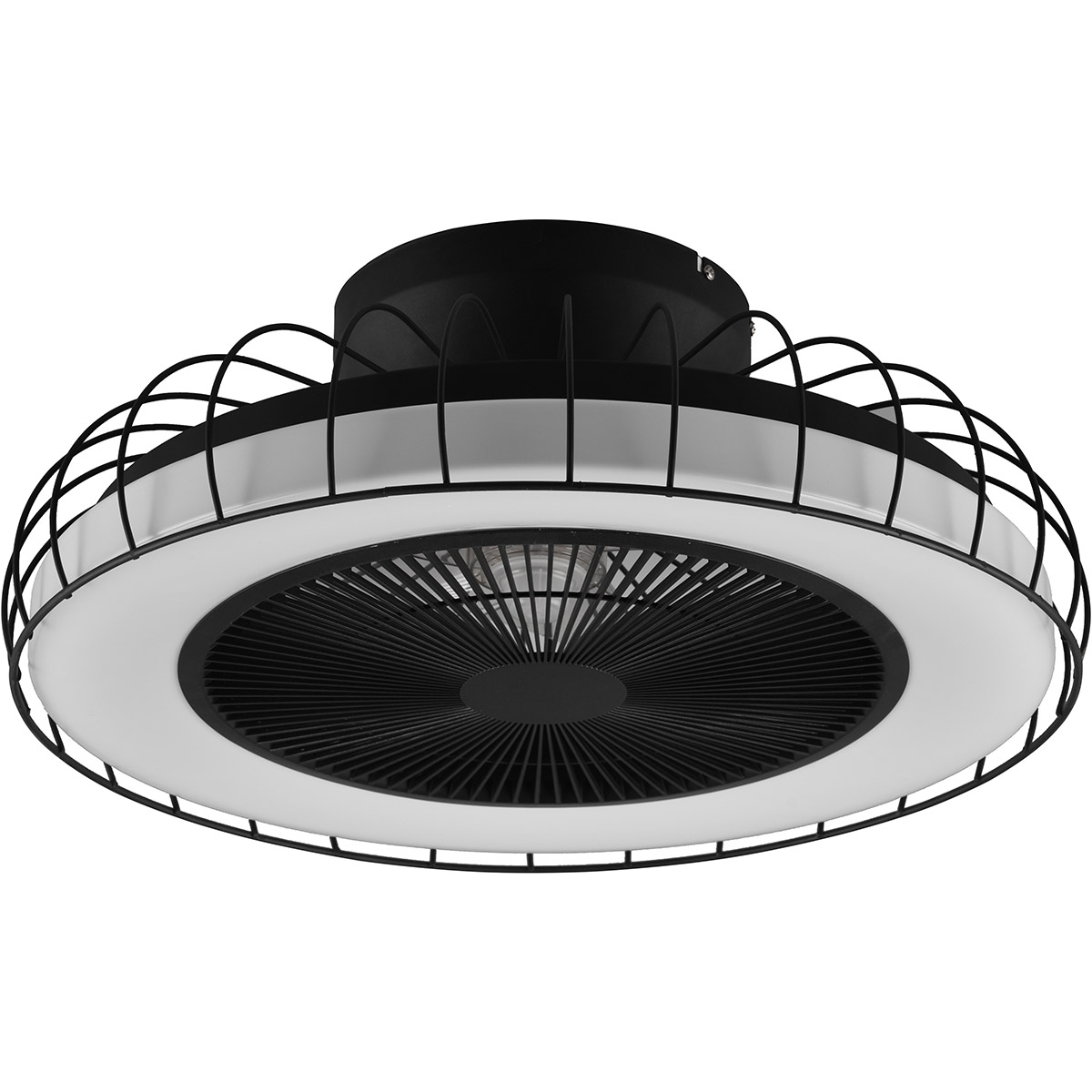 LED Plafondlamp met Ventilator - Plafondventilator - Trion Ford - 30W - Aanpasbare Kleur - Afstandsbediening - Dimbaar - Rond - Mat Zwart - Metaal