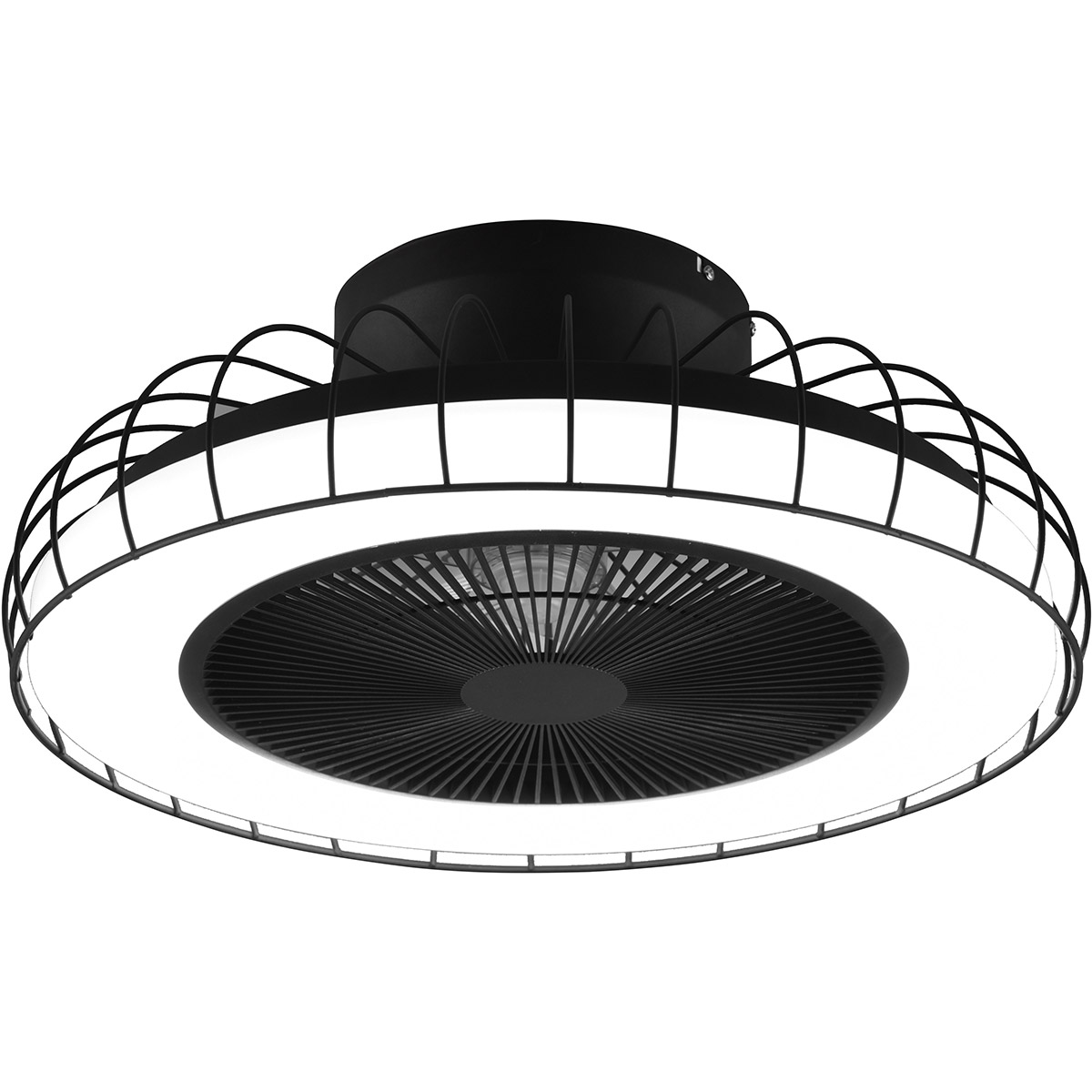 LED Plafondlamp met Ventilator - Plafondventilator - Trion Ford - 30W - Aanpasbare Kleur - Afstandsbediening - Dimbaar - Rond - Mat Zwart - Metaal