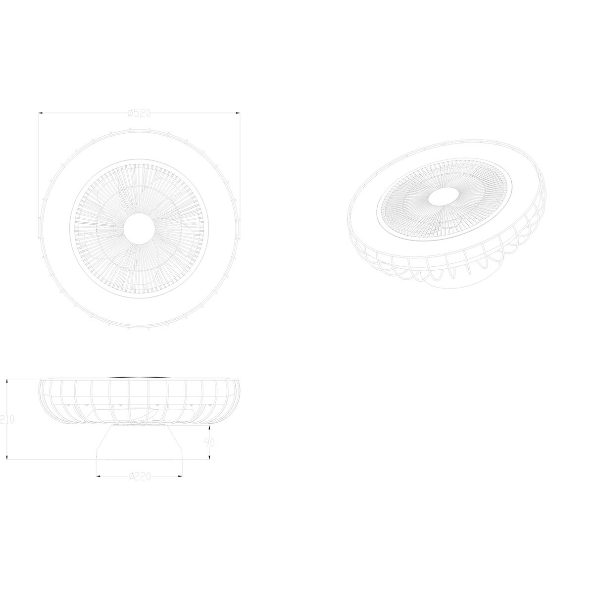 LED Plafondlamp met Ventilator - Plafondventilator - Trion Ford - 30W - Aanpasbare Kleur - Afstandsbediening - Dimbaar - Rond - Mat Zwart - Metaal