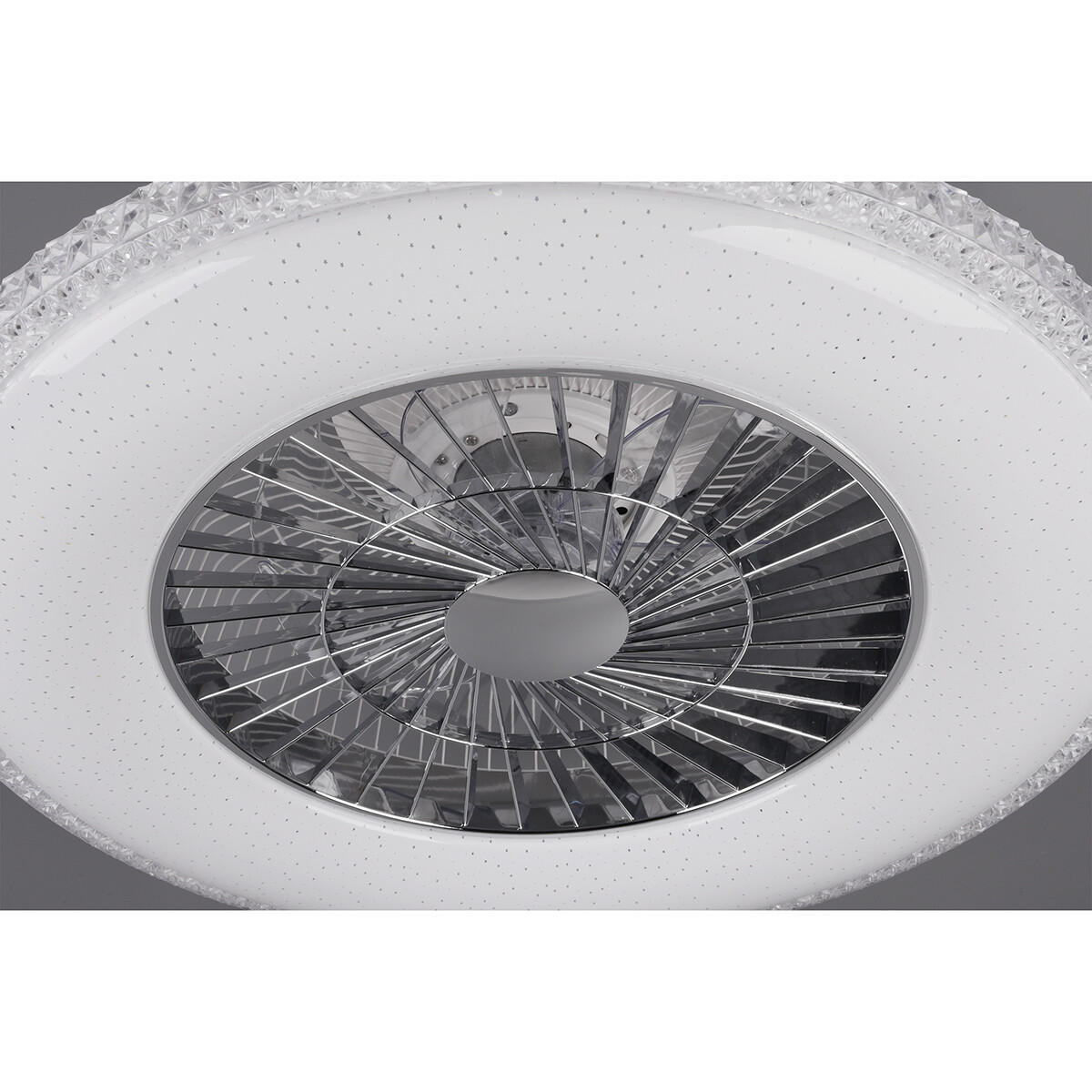 LED Plafondlamp met Ventilator - Plafondventilator - Trion Haron - 40W - Afstandsbediening - Aanpasbare Kleur - Dimbaar - Rond - Mat Chroom - Kunststof