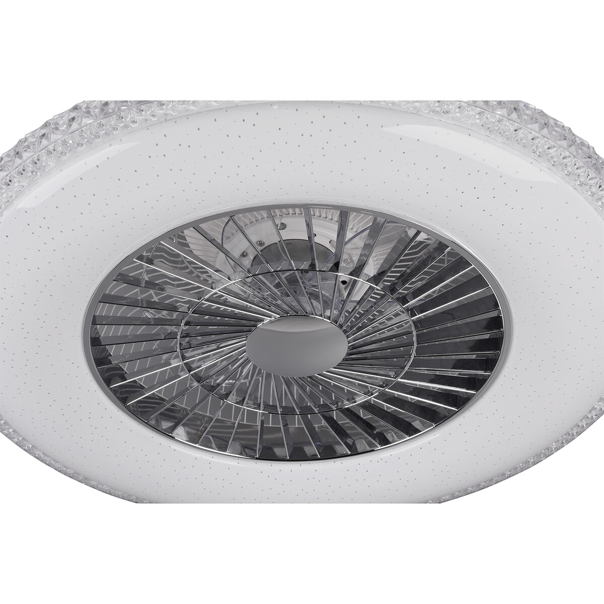 LED Plafondlamp met Ventilator - Plafondventilator - Trion Haron - 40W - Afstandsbediening - Aanpasbare Kleur - Dimbaar - Rond - Mat Chroom - Kunststof