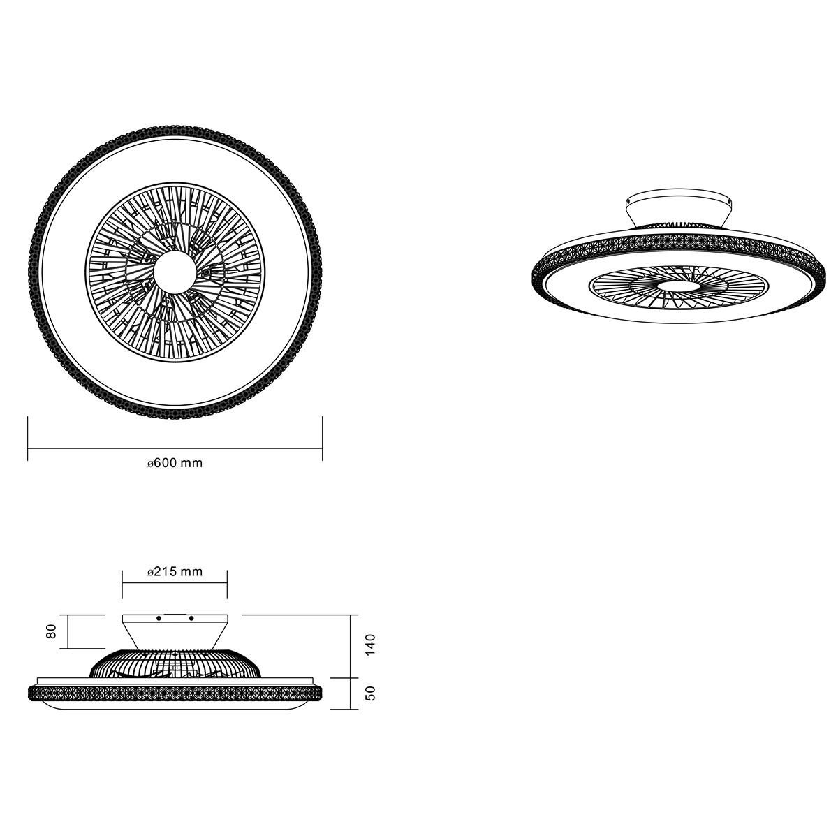 LED Plafondlamp met Ventilator - Plafondventilator - Trion Haron - 40W - Afstandsbediening - Aanpasbare Kleur - Dimbaar - Rond - Mat Chroom - Kunststof