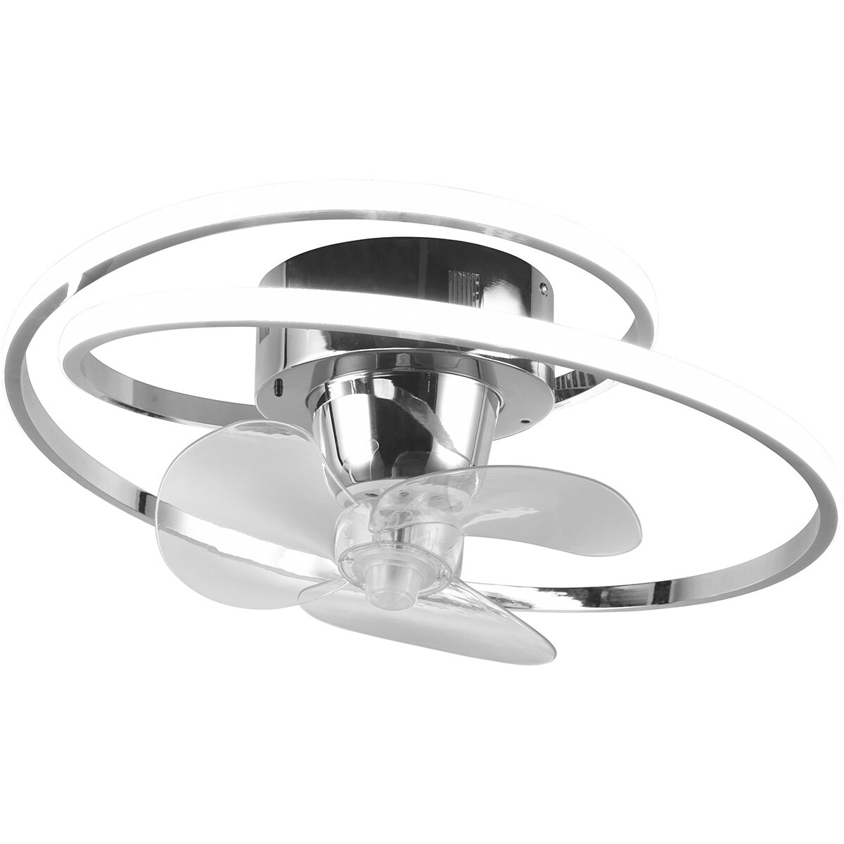 LED Plafondlamp met Ventilator - Plafondventilator - Trion Muaz - 38W - Aanpasbare Kleur - Afstandsbediening - Dimbaar - Rond - Chroom - Metaal