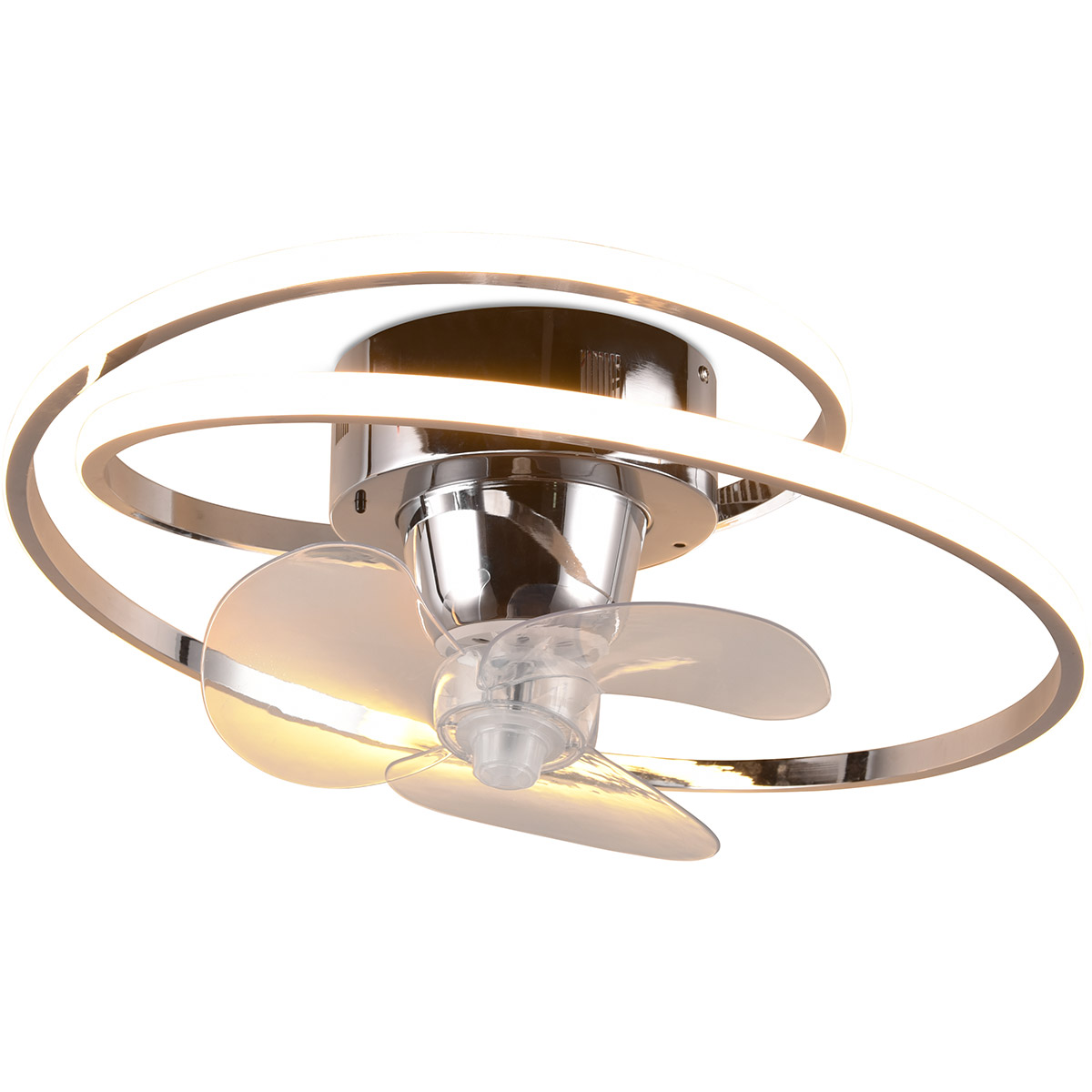 LED Plafondlamp met Ventilator - Plafondventilator - Trion Muaz - 38W - Aanpasbare Kleur - Afstandsbediening - Dimbaar - Rond - Chroom - Metaal