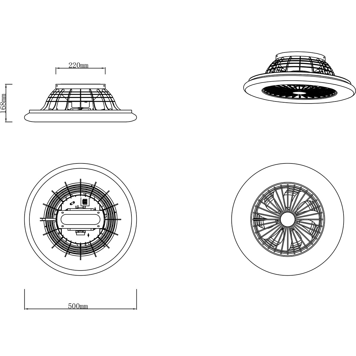 LED Plafondlamp met Ventilator - Plafondventilator - Trion Romina - 30W - Aanpasbare Kleur - Afstandsbediening - Dimbaar - Rond - Mat Zwart - Kunststof