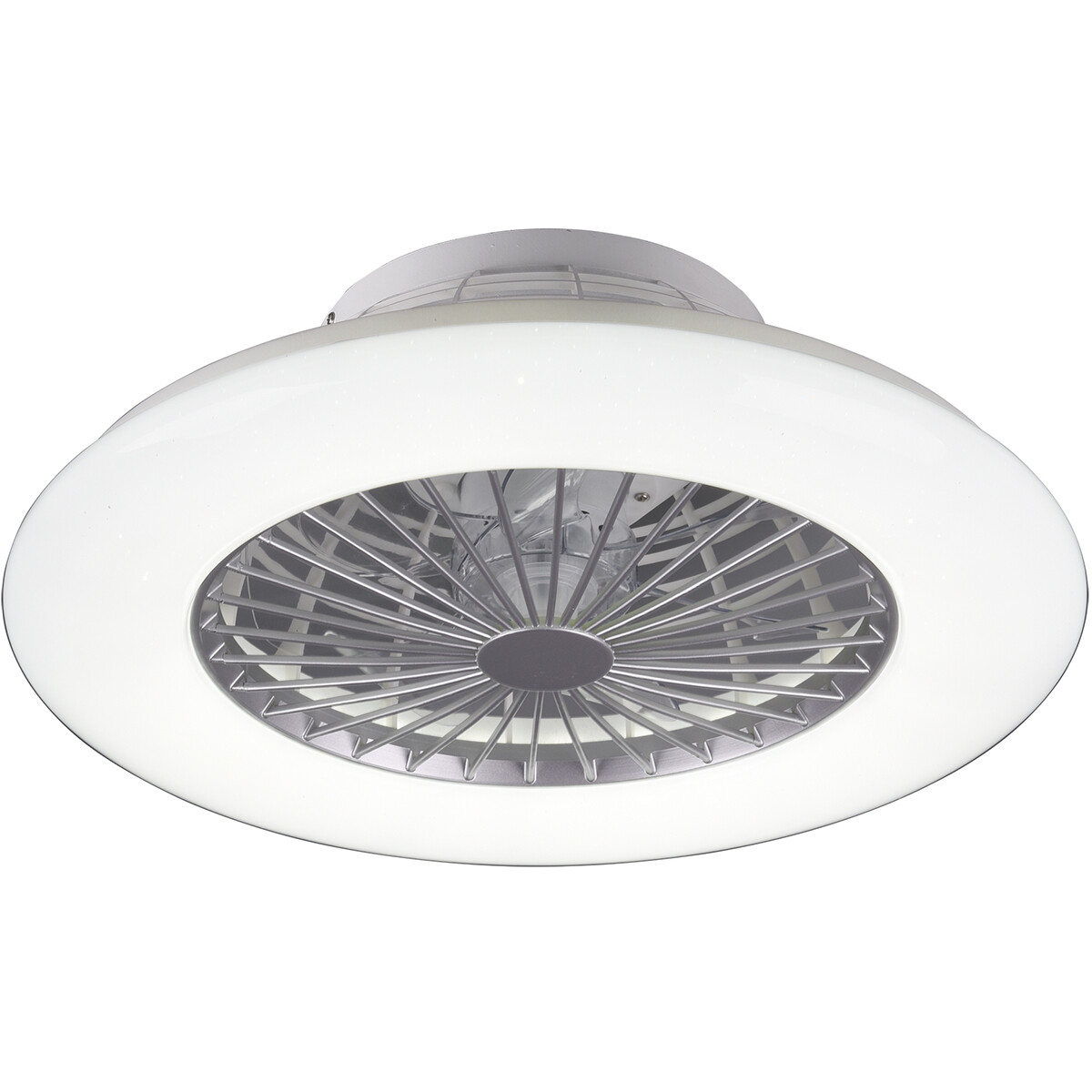 LED Plafondlamp met Ventilator - Plafondventilator - Trion Romina - 30W - Aanpasbare Kleur - Afstandsbediening - Dimbaar - Rond - Mat Titaan - Kunststof