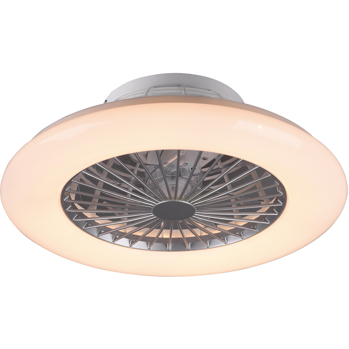 LED Plafondlamp met Ventilator - Plafondventilator - Trion Romina - 30W - Aanpasbare Kleur - Afstandsbediening - Dimbaar - Rond - Mat Titaan - Kunststof