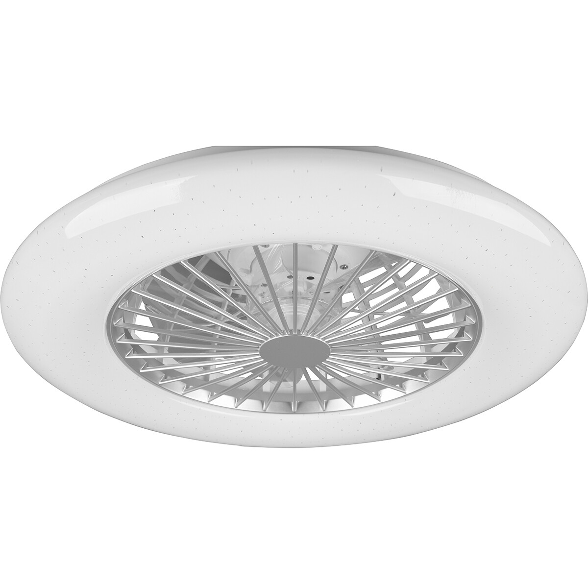 LED Plafondlamp met Ventilator - Plafondventilator - Trion Romina - 39W - Aanpasbare Kleur - Afstandsbediening - RGBW - Dimbaar - Rond - Mat Titaan - Kunststof