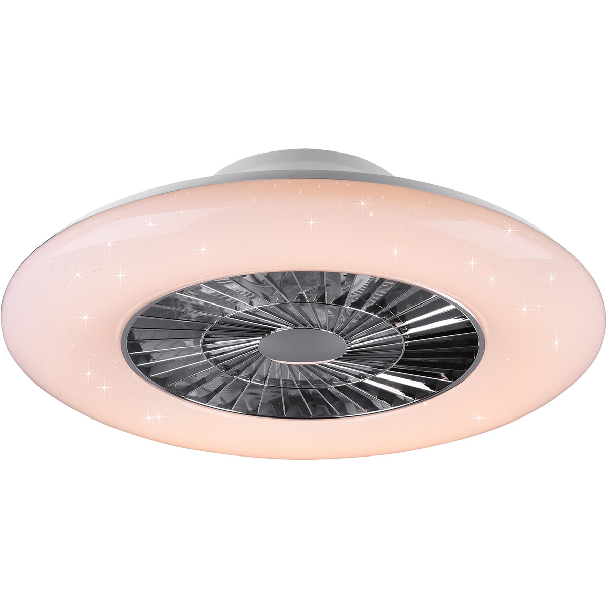 LED Plafondlamp met Ventilator - Plafondventilator - Trion Vison - 40W - Aanpasbare Kleur - Afstandsbediening - Dimbaar - Rond - Mat Chroom - Kunststof