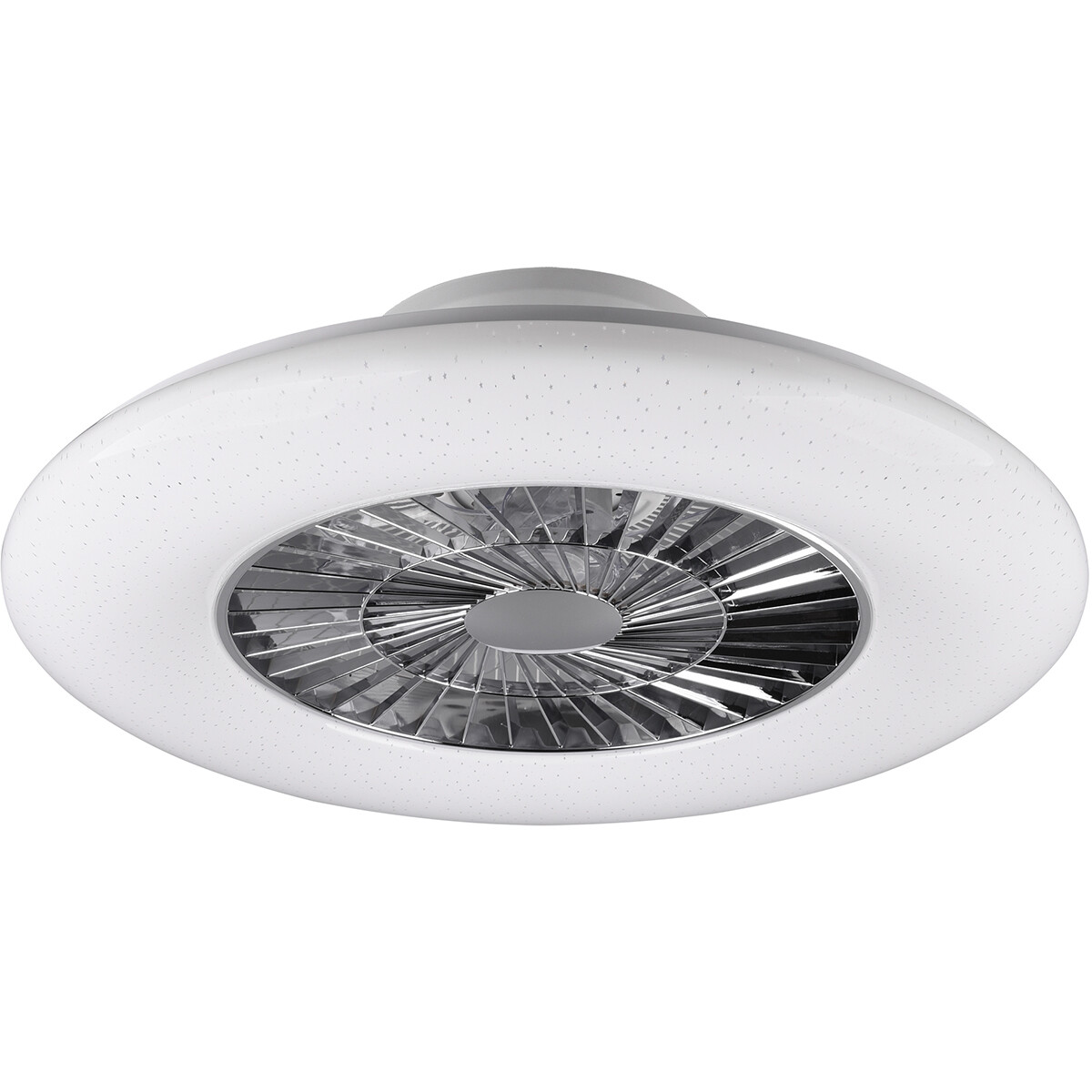 LED Plafondlamp met Ventilator - Plafondventilator - Trion Vison - 40W - Aanpasbare Kleur - Afstandsbediening - Dimbaar - Rond - Mat Chroom - Kunststof