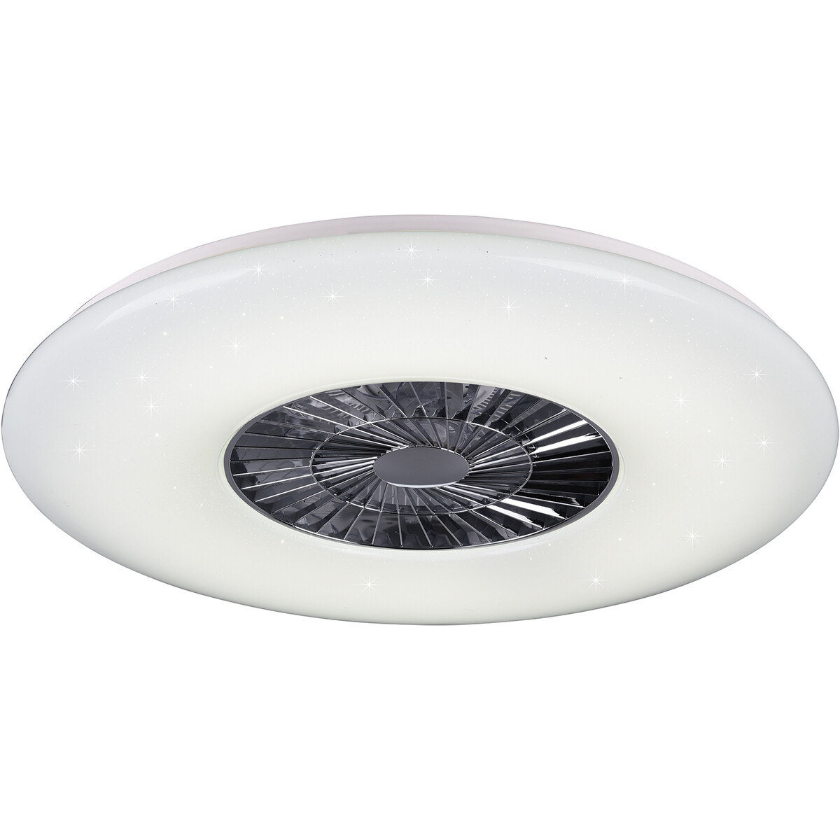 LED Plafondlamp met Ventilator - Plafondventilator - Trion Vison - 60W - Afstandsbediening - Aanpasbare Kleur - Dimbaar - Rond - Mat Chroom - Kunststof