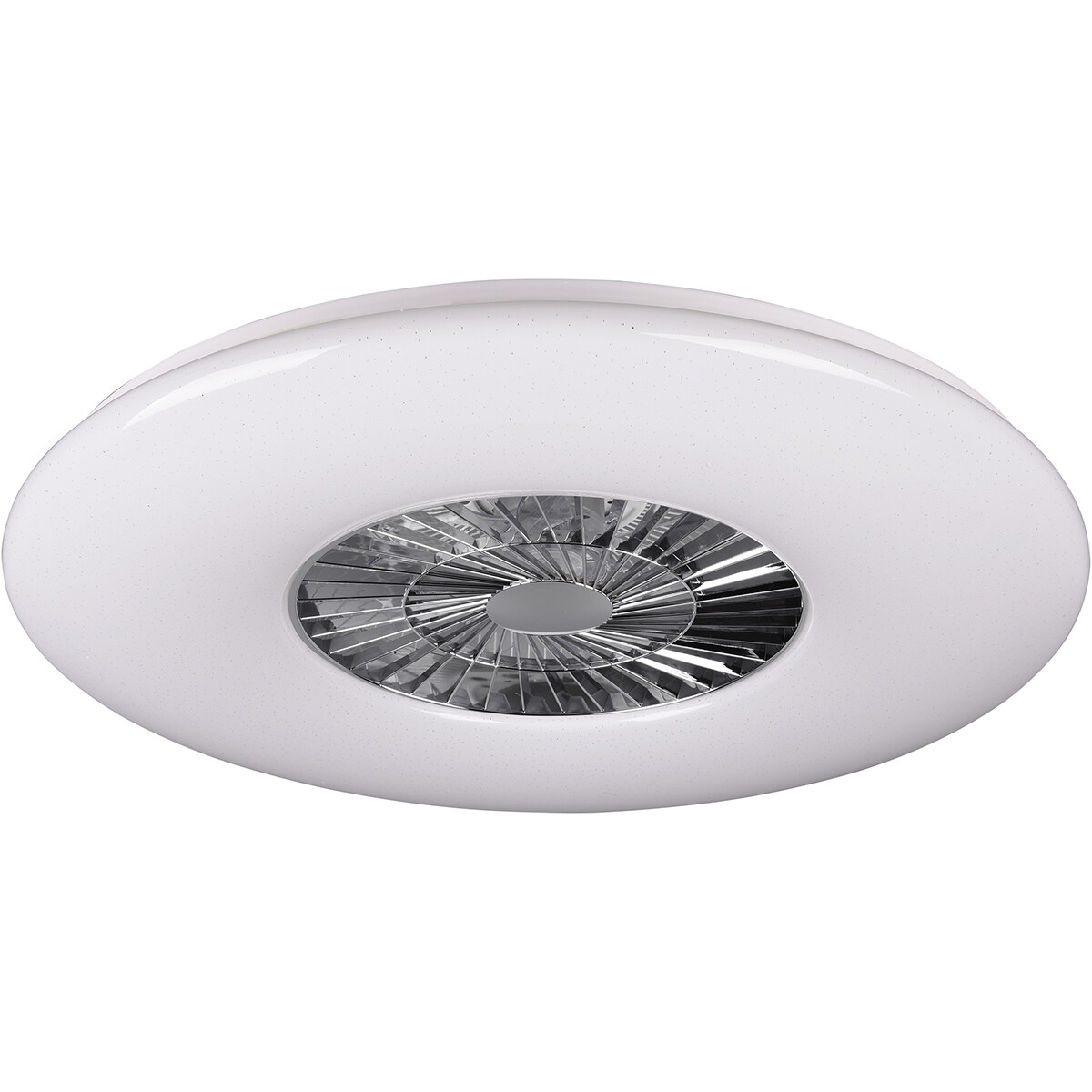 LED Plafondlamp met Ventilator - Plafondventilator - Trion Vison - 60W - Afstandsbediening - Aanpasbare Kleur - Dimbaar - Rond - Mat Chroom - Kunststof