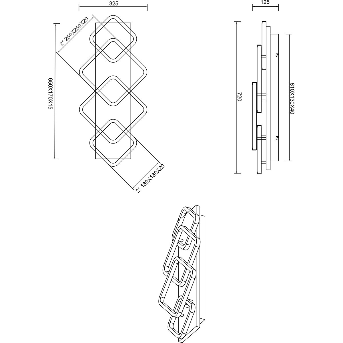 LED Plafondlamp - Plafondverlichting - Trion Aram - 36W - Warm Wit 3000K -  Dimbaar - Rechthoek - Mat Zwart - Metaal