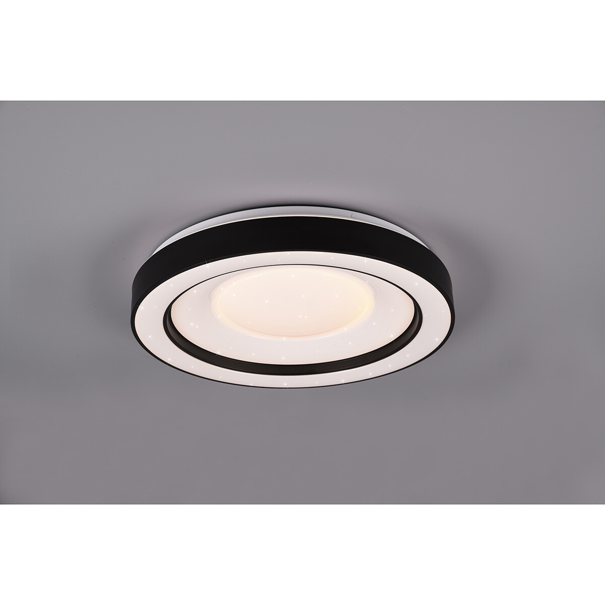 LED Plafondlamp - Plafondverlichting - Trion Aroma - 22W - RGBW - Dimbaar - Aanpasbare Kleur - Afstandsbediening - Sterlicht -  Rond - Mat Zwart - Kunststof