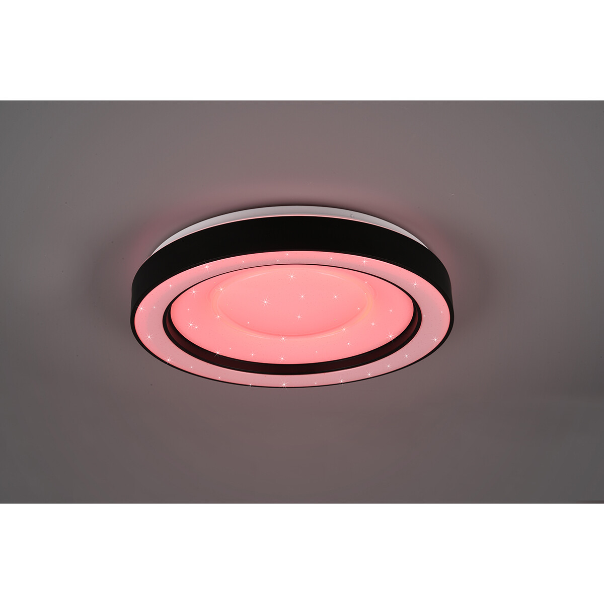 LED Plafondlamp - Plafondverlichting - Trion Aroma - 22W - RGBW - Dimbaar - Aanpasbare Kleur - Afstandsbediening - Sterlicht -  Rond - Mat Zwart - Kunststof