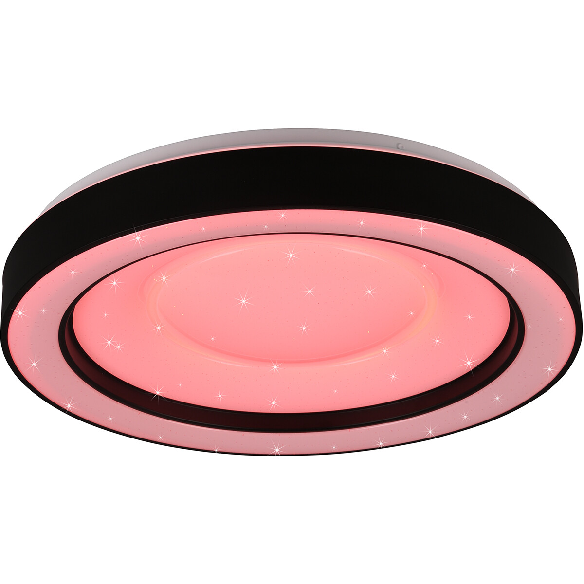 LED Plafondlamp - Plafondverlichting - Trion Aroma - 22W - RGBW - Dimbaar - Aanpasbare Kleur - Afstandsbediening - Sterlicht -  Rond - Mat Zwart - Kunststof