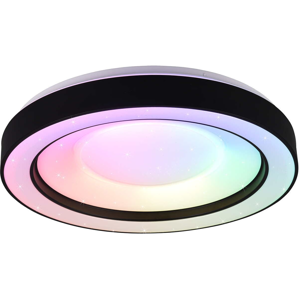 LED Plafondlamp - Plafondverlichting - Trion Aroma - 22W - RGBW - Dimbaar - Aanpasbare Kleur - Afstandsbediening - Sterlicht -  Rond - Mat Zwart - Kunststof