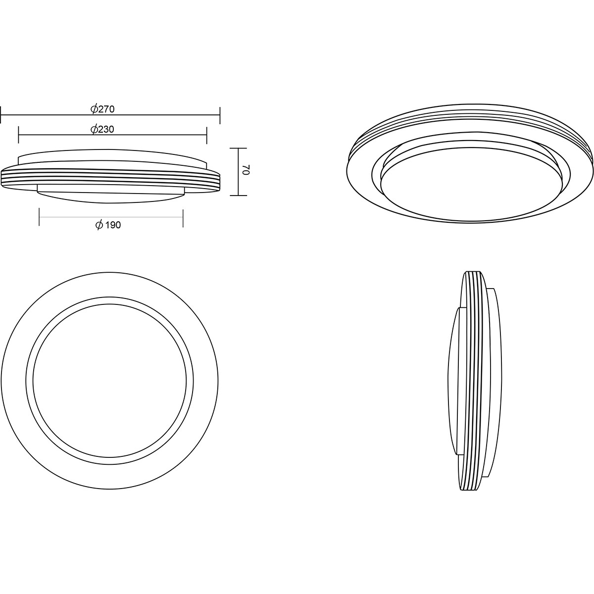 LED Plafondlamp - Plafondverlichting - Trion Atras - 10.5W - Aanpasbare Kleur - Afstandsbediening - Dimbaar - Sterlicht - Rond - Mat Zwart - Kunststof