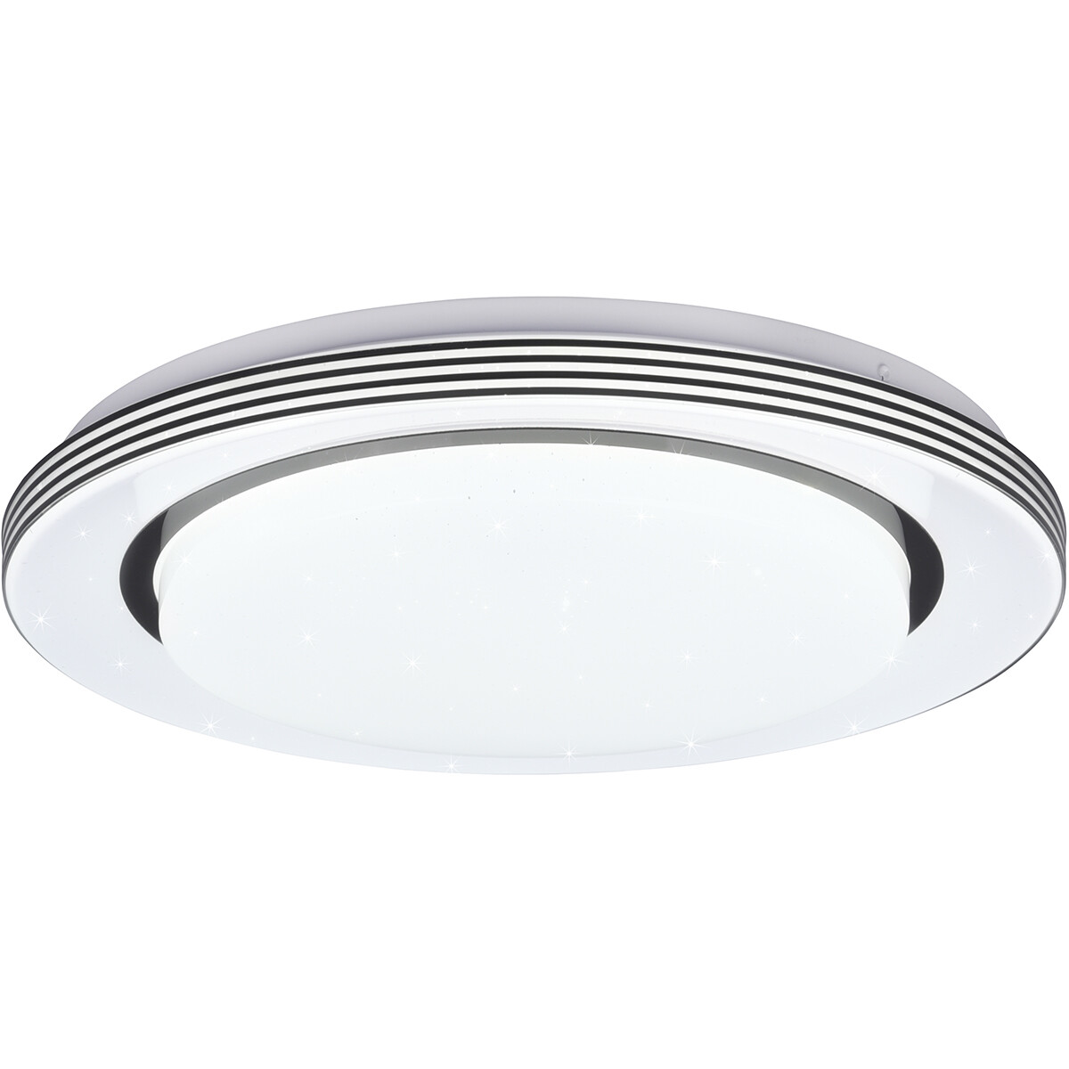 LED Plafondlamp - Plafondverlichting - Trion Atras - 18W - Aanpasbare Kleur - Afstandsbediening - Dimbaar - Sterlicht - Rond - Mat Zwart - Kunststof