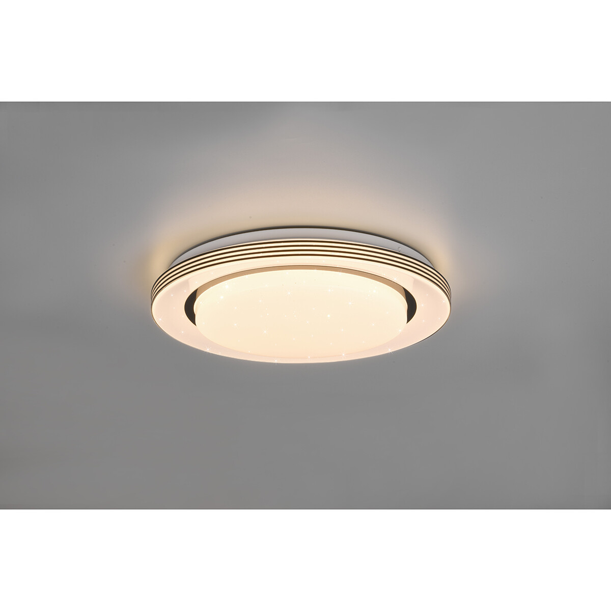 LED Plafondlamp - Plafondverlichting - Trion Atras - 18W - Aanpasbare Kleur - Afstandsbediening - Dimbaar - Sterlicht - Rond - Mat Zwart - Kunststof