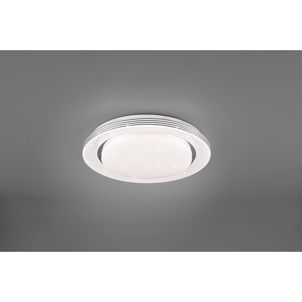 LED Plafondlamp - Plafondverlichting - Trion Atras - 18W - Aanpasbare Kleur - Afstandsbediening - Dimbaar - Sterlicht - Rond - Mat Wit - Kunststof