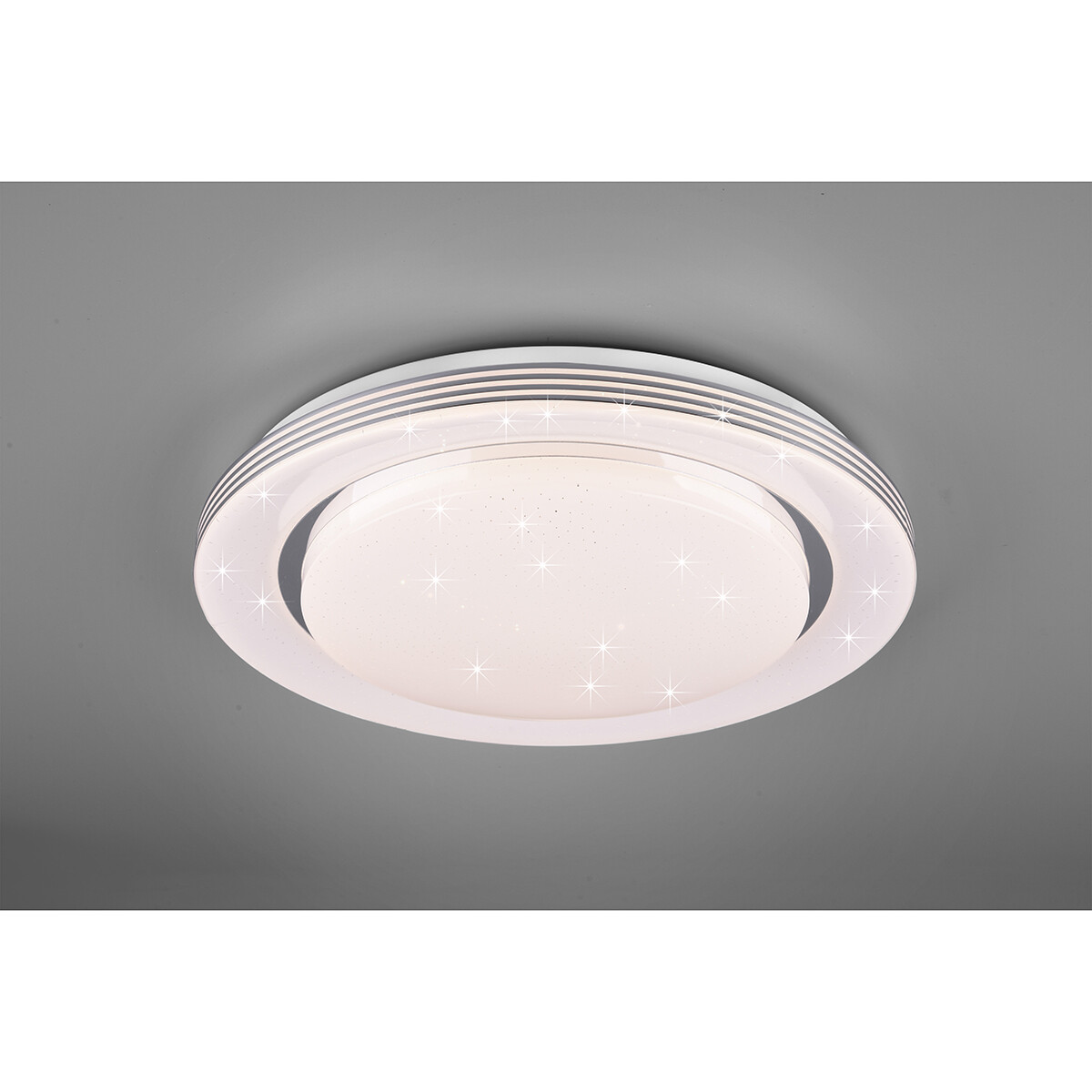 LED Plafondlamp - Plafondverlichting - Trion Atras - 22.5W - Aanpasbare Kleur - Afstandsbediening - Dimbaar - Sterlicht - Rond - Mat Wit - Kunststof