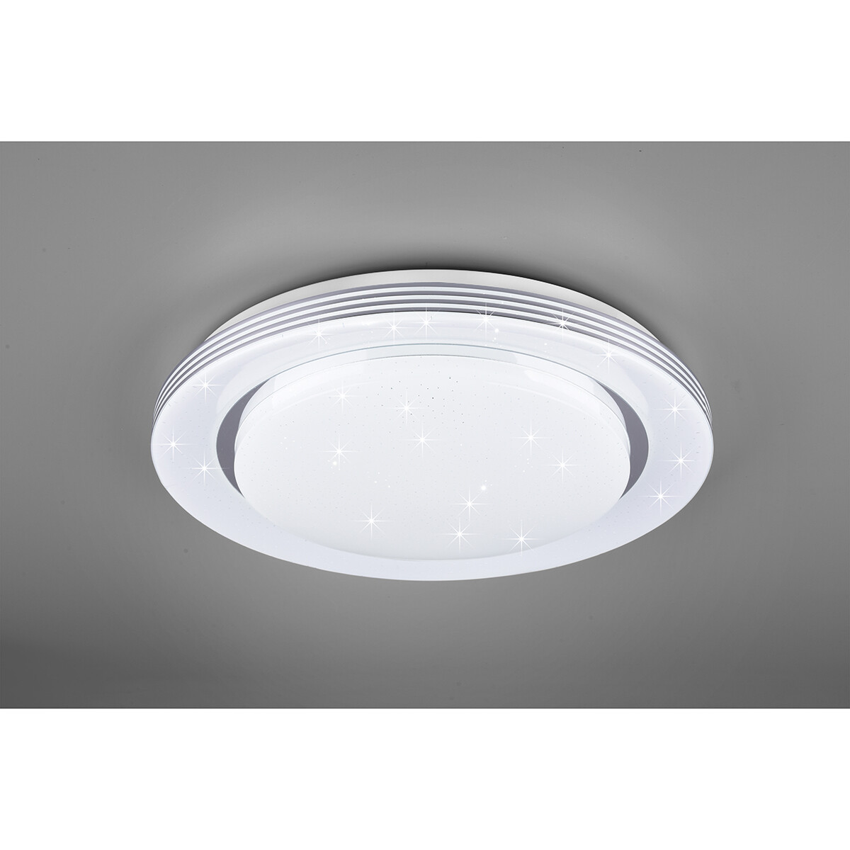 LED Plafondlamp - Plafondverlichting - Trion Atras - 22.5W - Aanpasbare Kleur - Afstandsbediening - Dimbaar - Sterlicht - Rond - Mat Wit - Kunststof