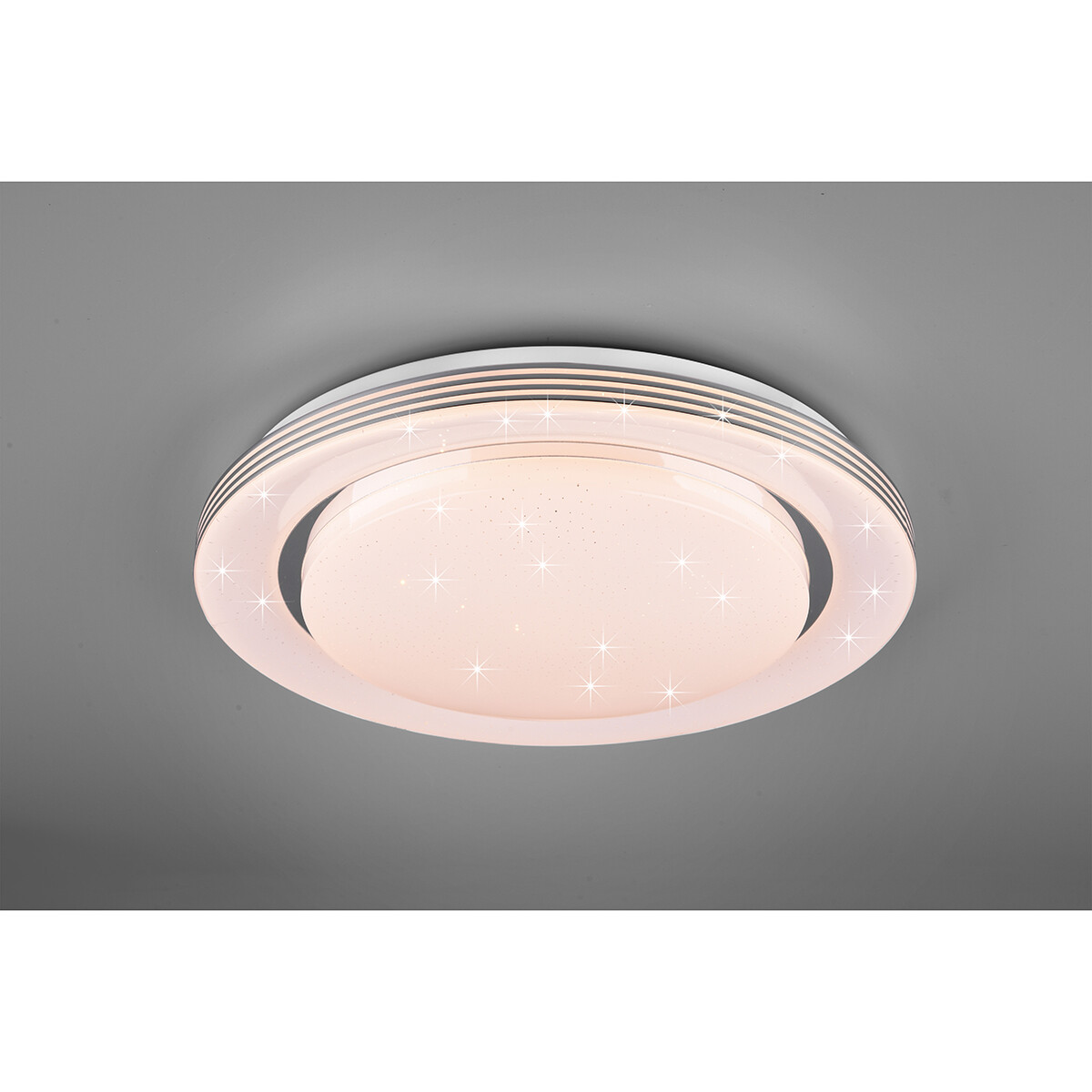 LED Plafondlamp - Plafondverlichting - Trion Atras - 22.5W - Aanpasbare Kleur - Afstandsbediening - Dimbaar - Sterlicht - Rond - Mat Wit - Kunststof