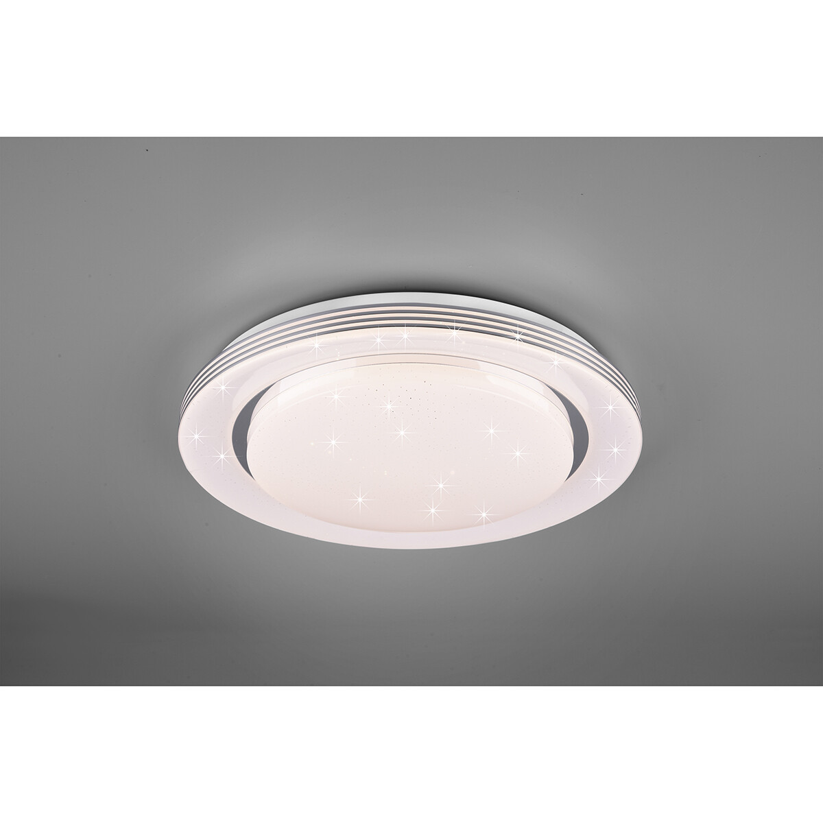 LED Plafondlamp - Plafondverlichting - Trion Atras - 21W - Aanpasbare Kleur - Afstandsbediening - Dimbaar - Sterlicht - Rond - Mat Wit - Kunststof