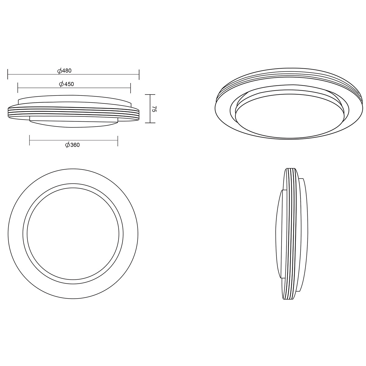 LED Plafondlamp - Plafondverlichting - Trion Atras - 21W - Aanpasbare Kleur - Afstandsbediening - Dimbaar - Sterlicht - Rond - Mat Wit - Kunststof