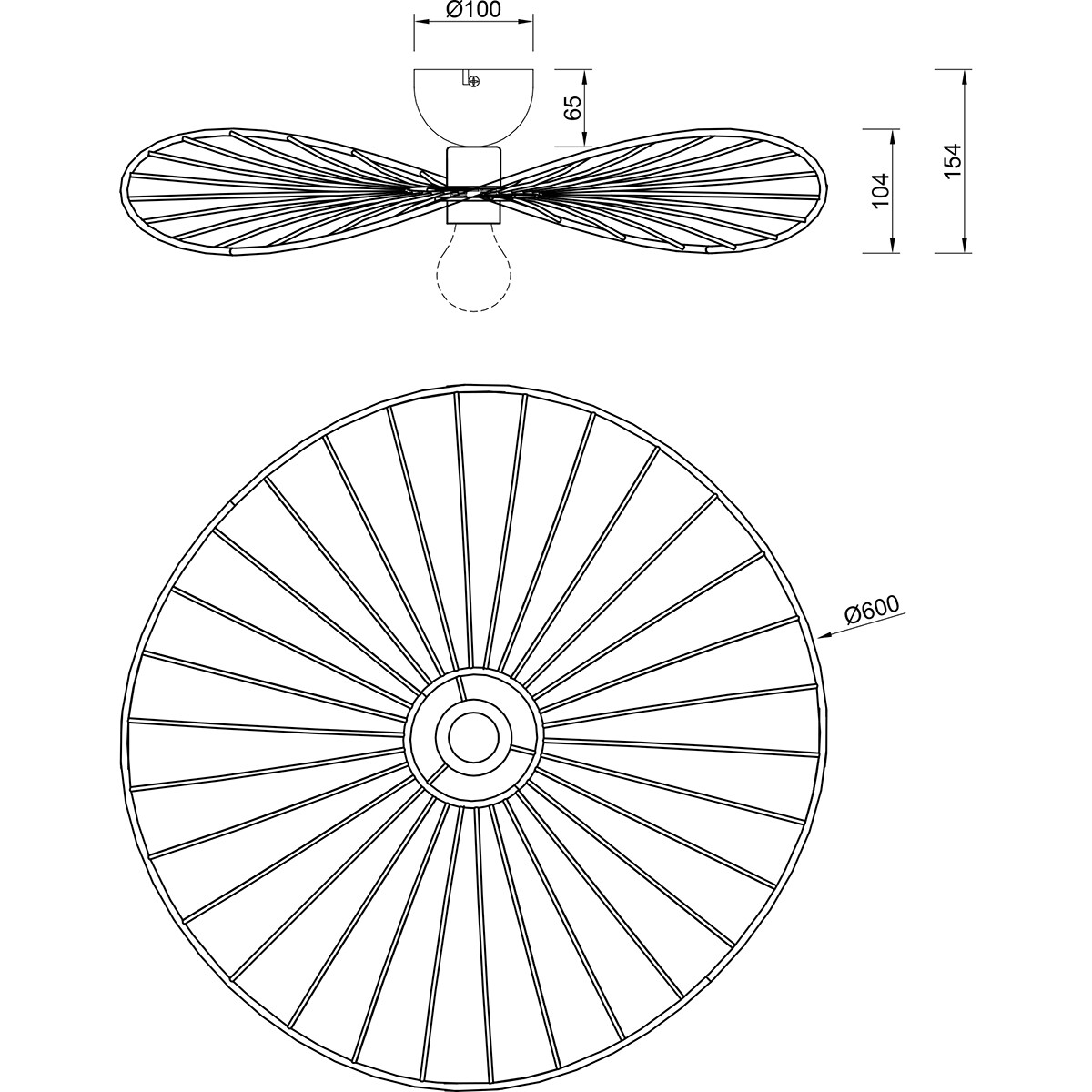 LED Plafondlamp - Plafondverlichting - Trion Aupe - E27 Fitting - 1-lichts - Rond - Mat Wit - Metaal