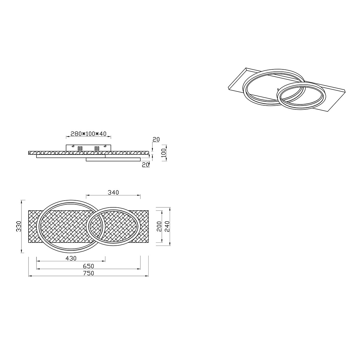 LED Plafondlamp - Plafondverlichting - Trion Bara - 30W - Warm Wit 3000K - Dimbaar - Rechthoek/Ovaal - Mat Wit - Metaal