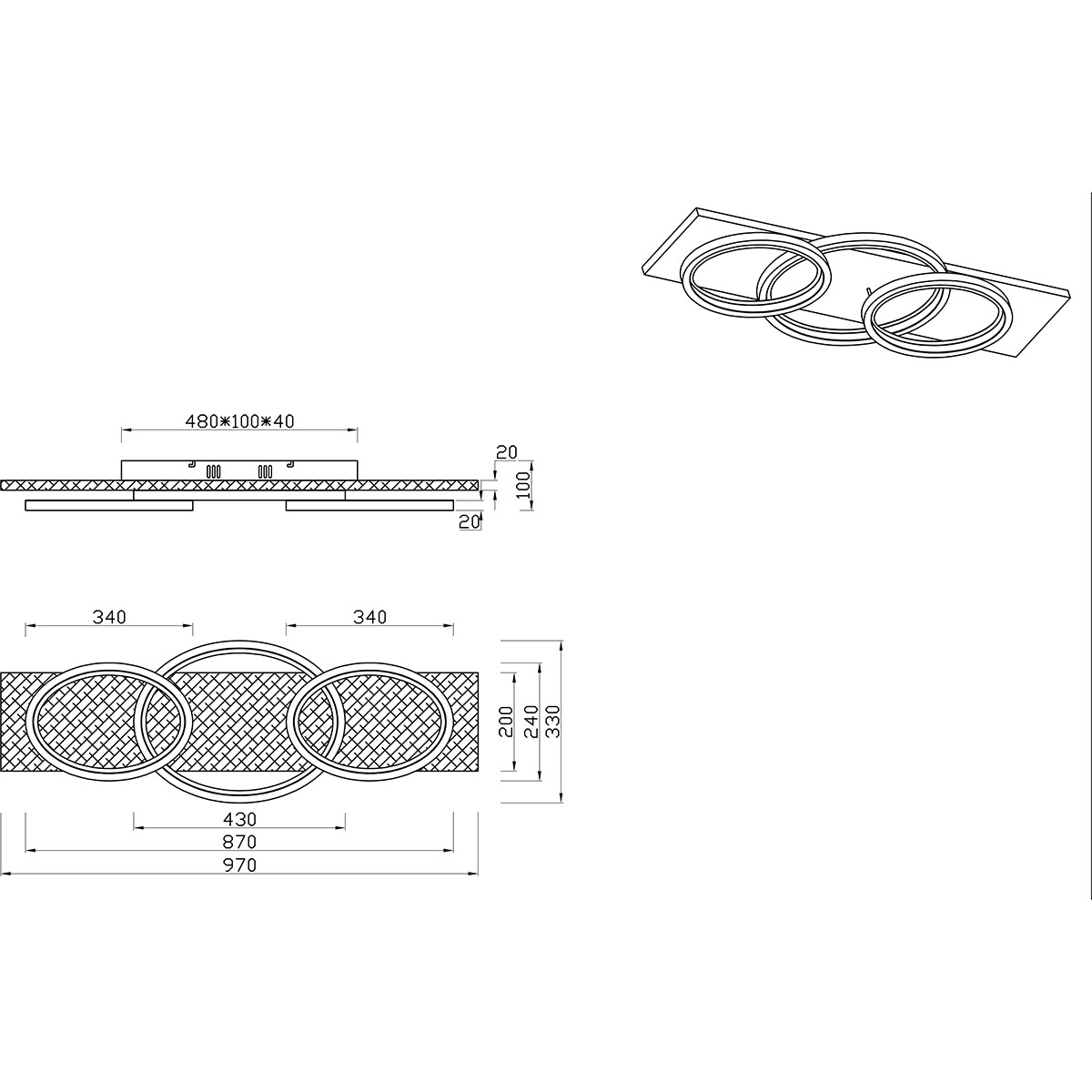 LED Plafondlamp - Plafondverlichting - Trion Bara - 40W - Warm Wit 3000K - Dimbaar - Rechthoek/Ovaal - Mat Wit - Metaal