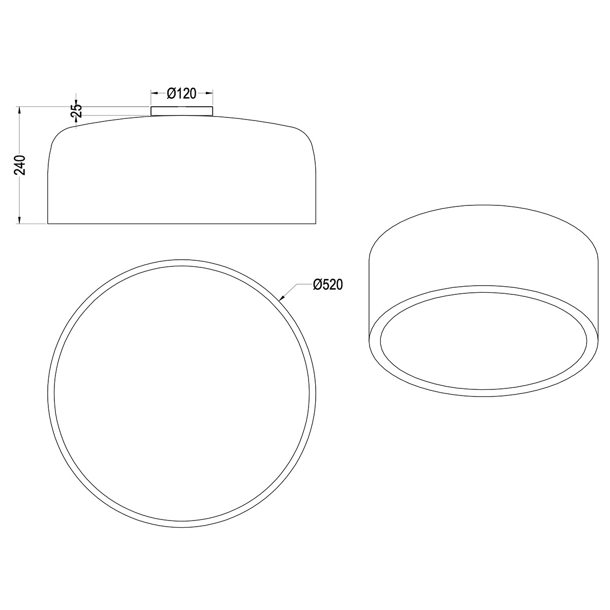 LED Plafondlamp - Plafondverlichting - Trion Barnon - E27 Fitting - 4-lichts - Rond - Mat Zwart - Aluminium