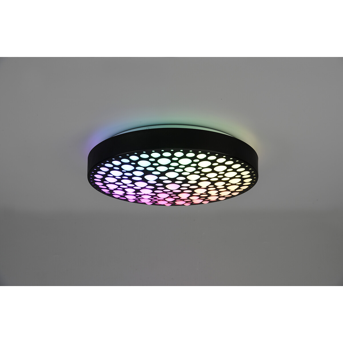 LED Plafondlamp - Plafondverlichting - Trion Carol - 22W - Aanpasbare Kleur - RGB - Afstandsbediening - Dimbaar - Rond - Mat Zwart - Kunststof