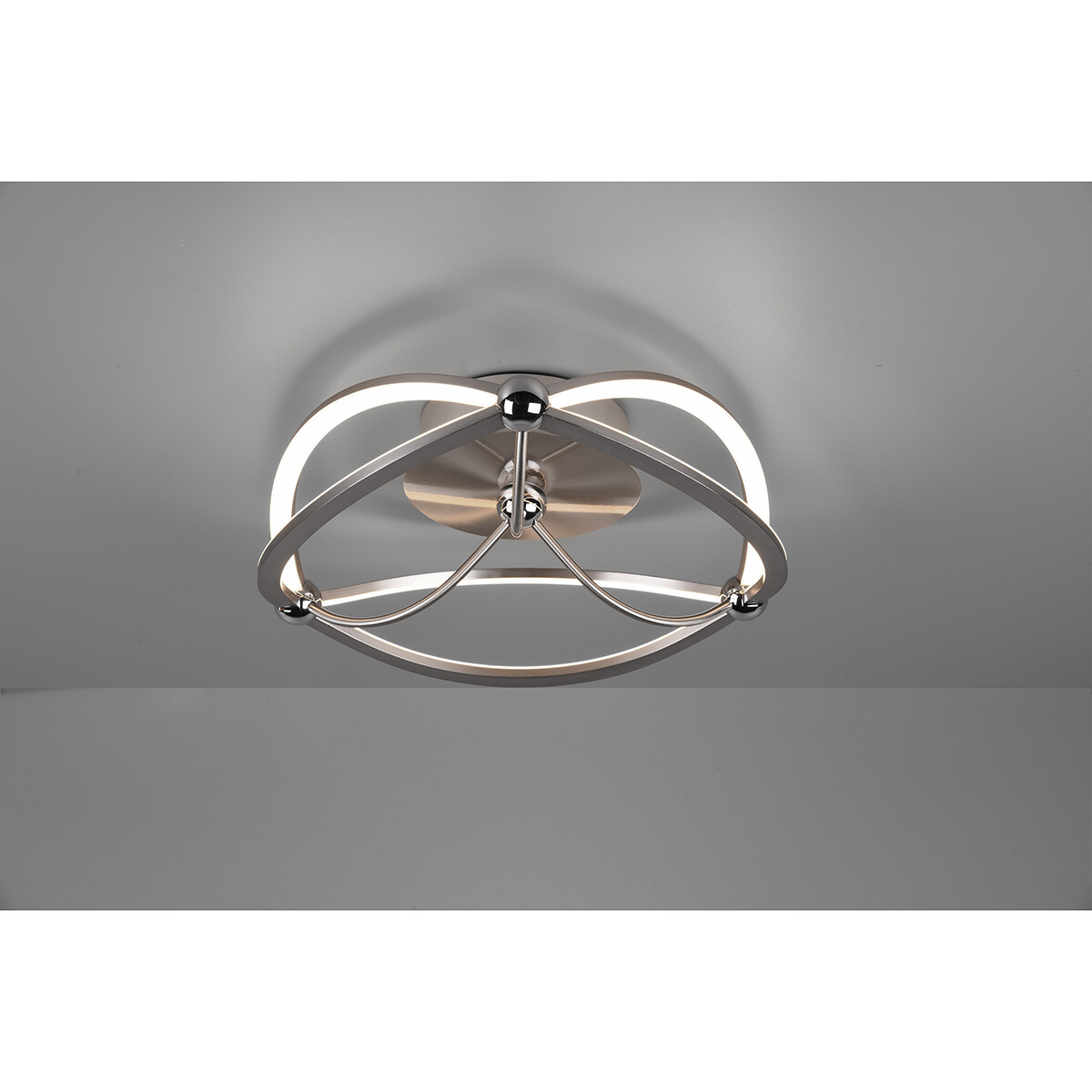 LED Plafondlamp - Plafondverlichting - Trion Charis - 20W - Warm Wit 3000K - Dimbaar - Rond - Mat Nikkel - Aluminium