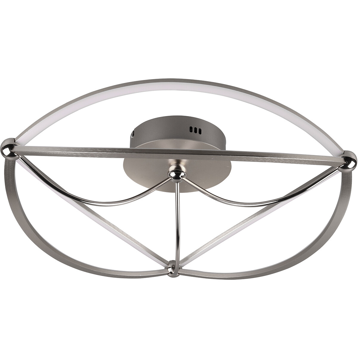 LED Plafondlamp - Plafondverlichting - Trion Charis - 42W - Warm Wit 3000K - Dimbaar - Rond - Mat Nikkel - Aluminium