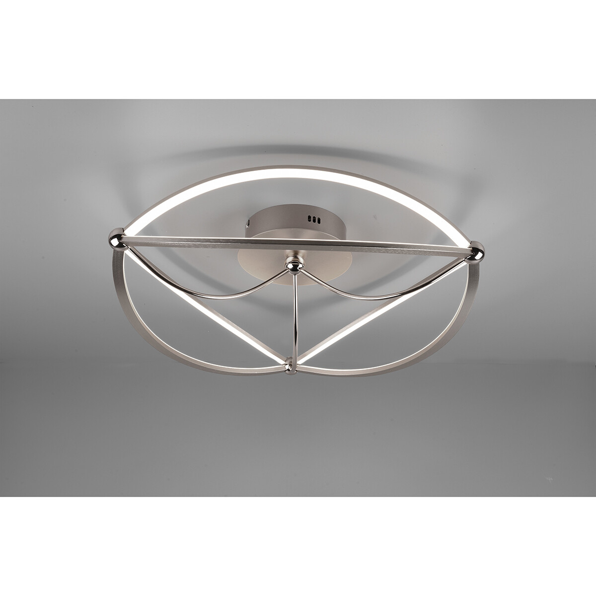 LED Plafondlamp - Plafondverlichting - Trion Charis - 42W - Warm Wit 3000K - Dimbaar - Rond - Mat Nikkel - Aluminium