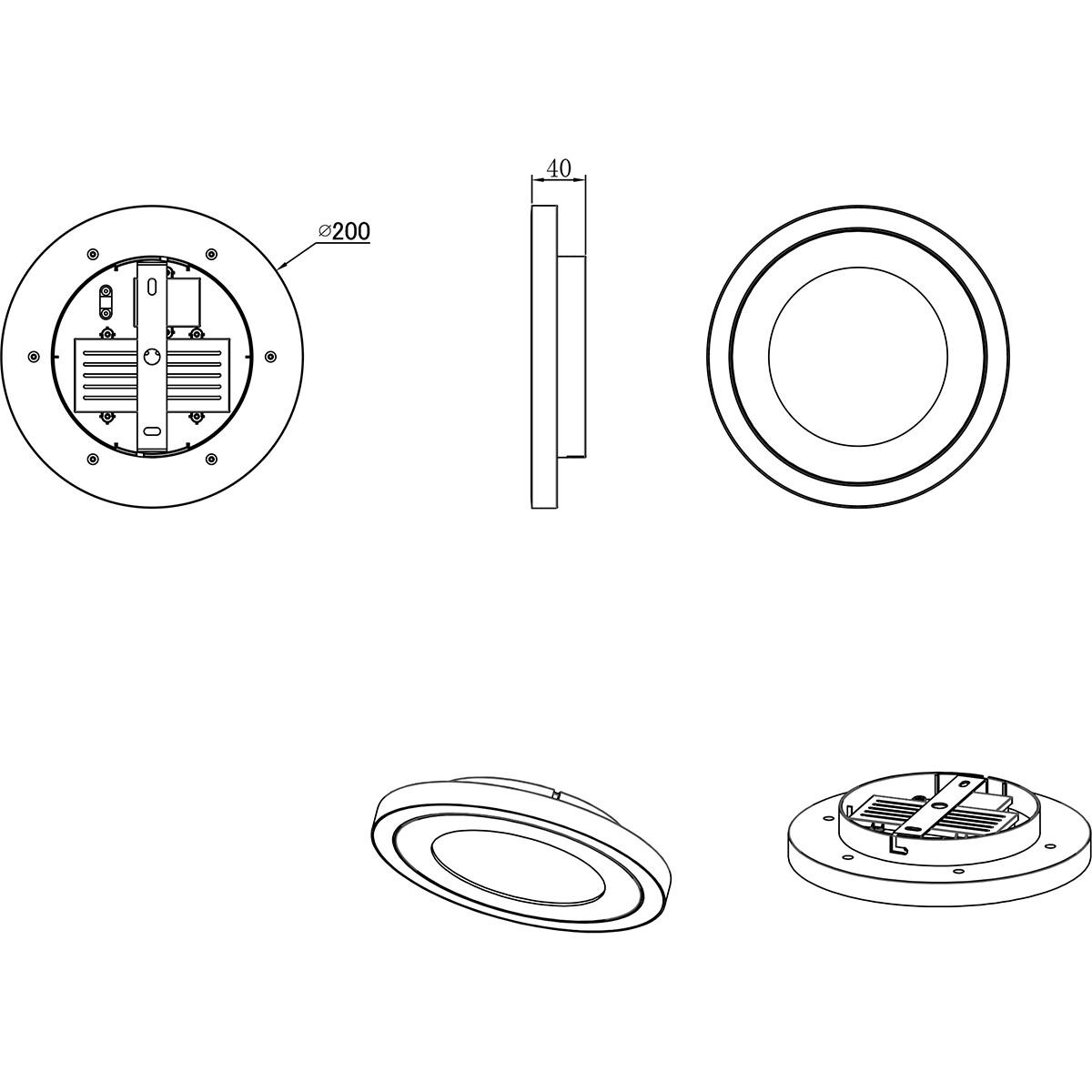 LED Plafondlamp - Plafondverlichting - Trion Coman - 17W - Natuurlijk Wit 4000K - Rond - Mat Wit - Kunststof