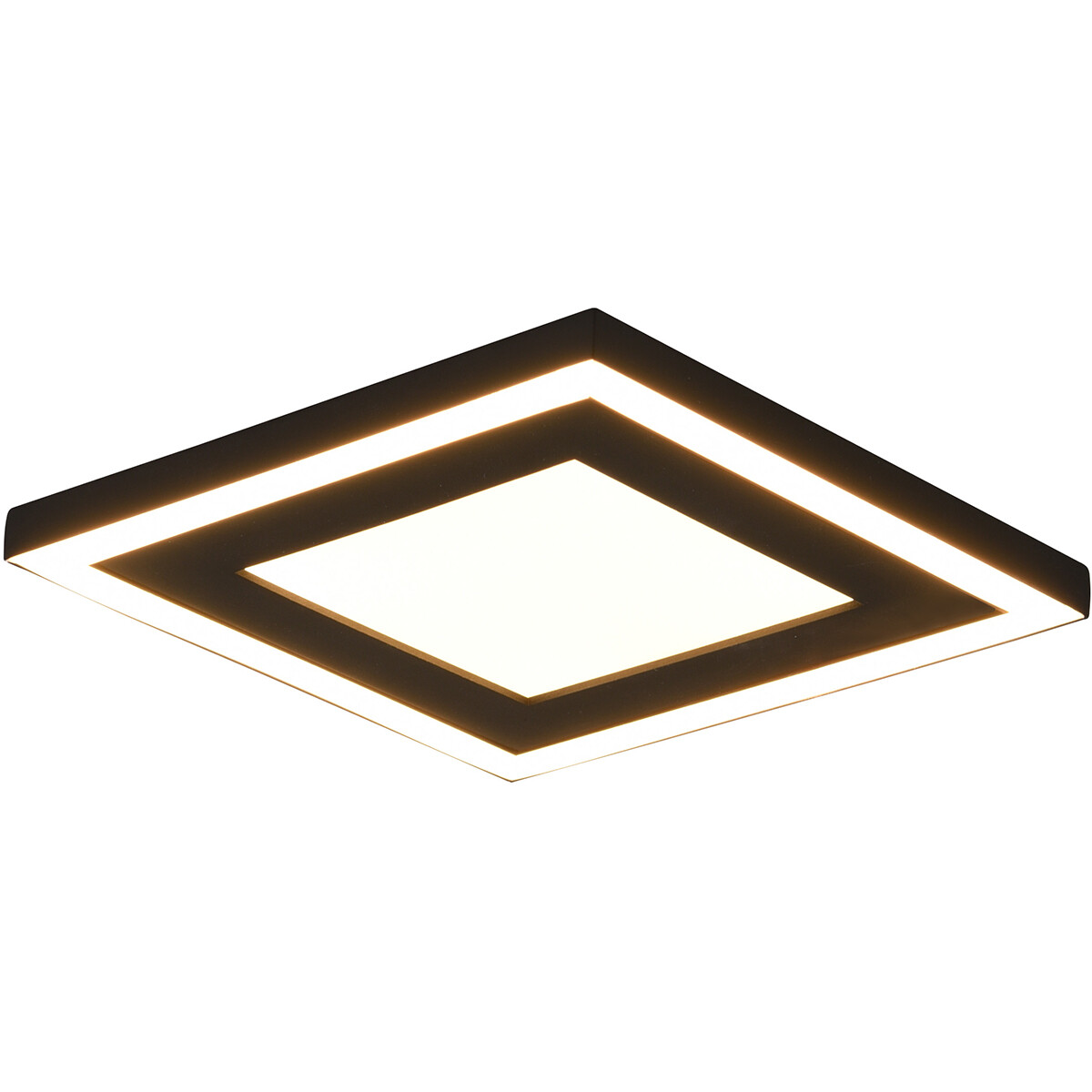 LED Plafondlamp - Plafondverlichting - Trion Coman - 17W - Warm Wit 3000K - Vierkant - Mat Zwart - Kunststof product afbeelding