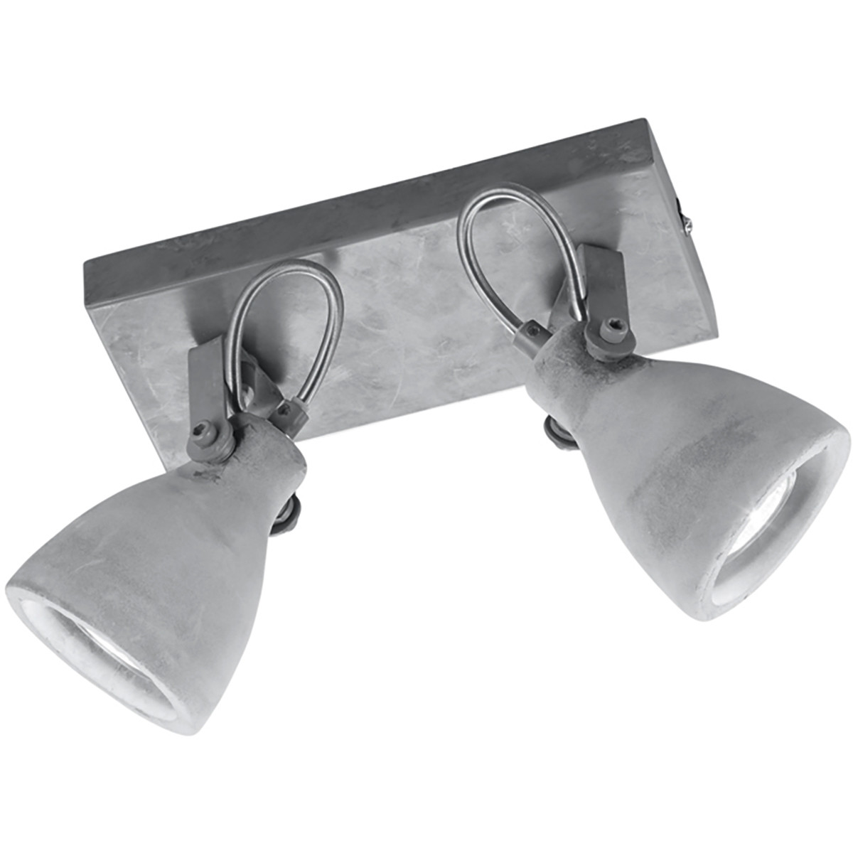 LED Plafondlamp Plafondverlichting Trion Conry GU10 Fitting 2-lichts Rechthoek Mat Grijs Beton Look 