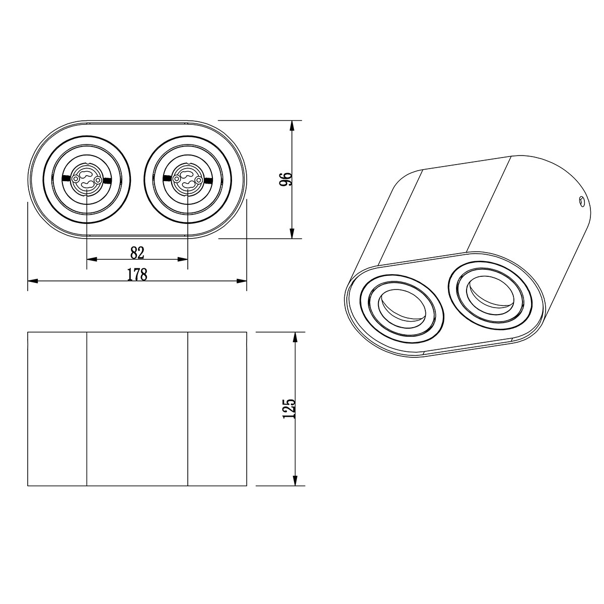 LED Plafondlamp - Plafondverlichting - Trion Cosmin - GU10 Fitting - 2-lichts - Rechthoek - Mat Wit - Aluminium