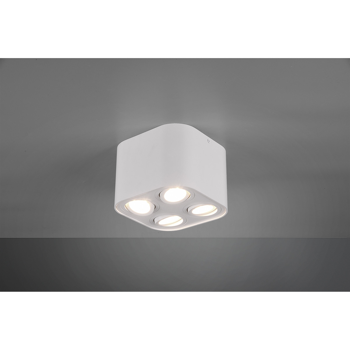 LED Plafondlamp - Plafondverlichting - Trion Cosmin - GU10 Fitting - 4-lichts - Vierkant - Mat Wit - Aluminium