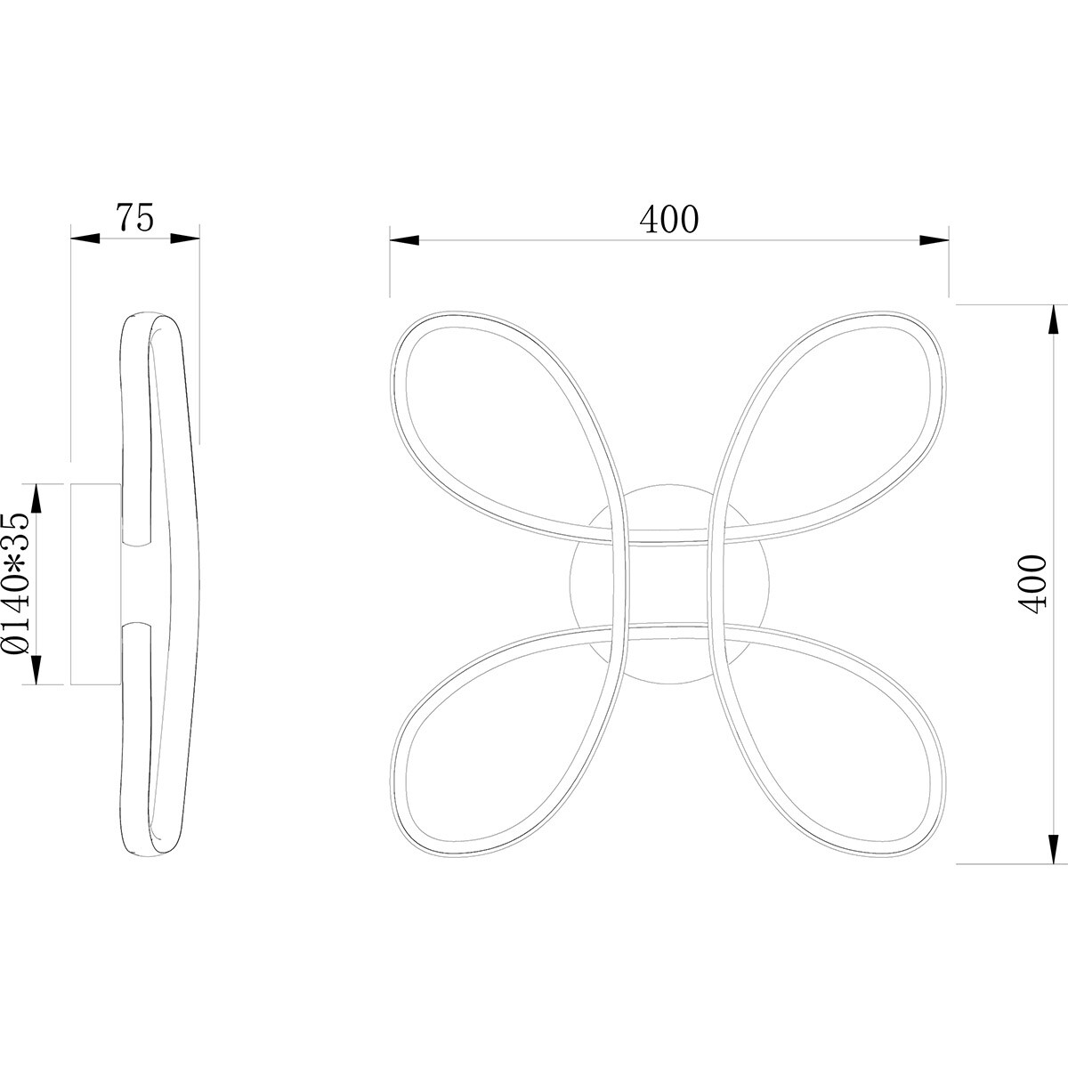 LED Plafondlamp - Plafondverlichting - Trion Crowl - 22W - Natuurlijk Wit 4000K - Dimbaar - Mat Zwart - Metaal