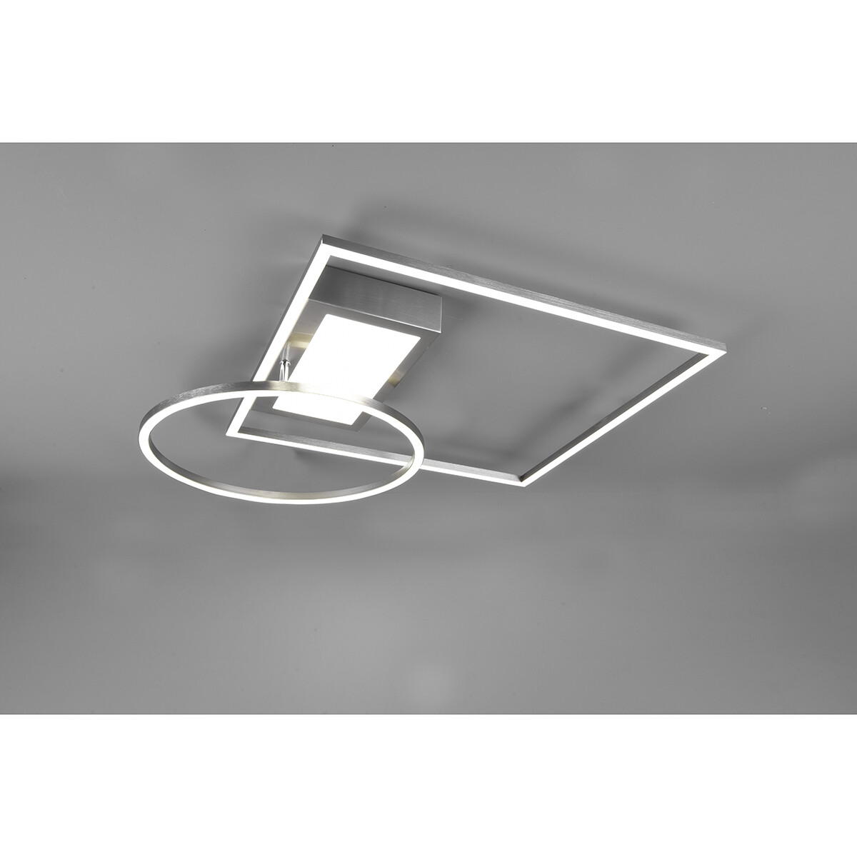 LED Plafondlamp - Plafondverlichting - Trion Dowino - 33W - Aanpasbare Kleur - Afstandsbediening - Dimbaar - Vierkant - Mat Nikkel - Aluminium